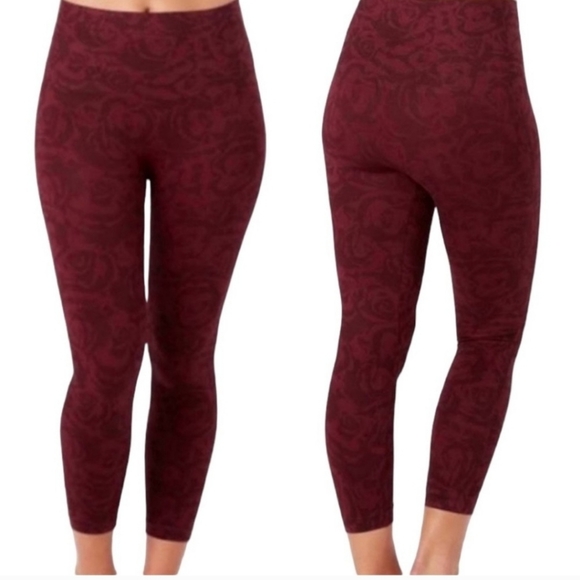 SPANX Pants - Spanx Cropped Look At Me Now Seamless Leggings Garnet Rose Print Size XL
